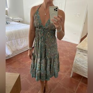 Bohemian Print Halter Tie Dress